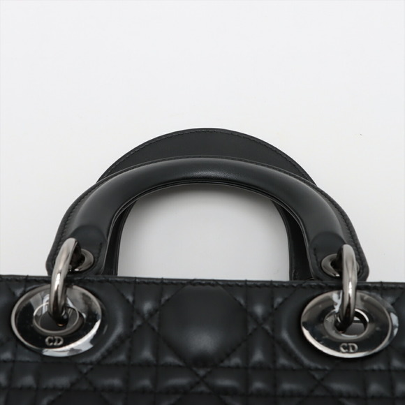 Christian Dior My Lady Dior Cannage Leather 2WAY Handbag Black - Picture 6 of 10